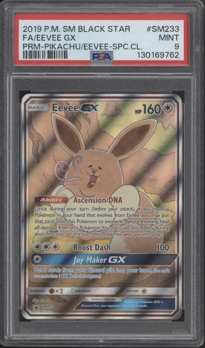 Eevee GX Pokemon Pikachu & Eevee Special Collection Full Art #SM233 PSA 9