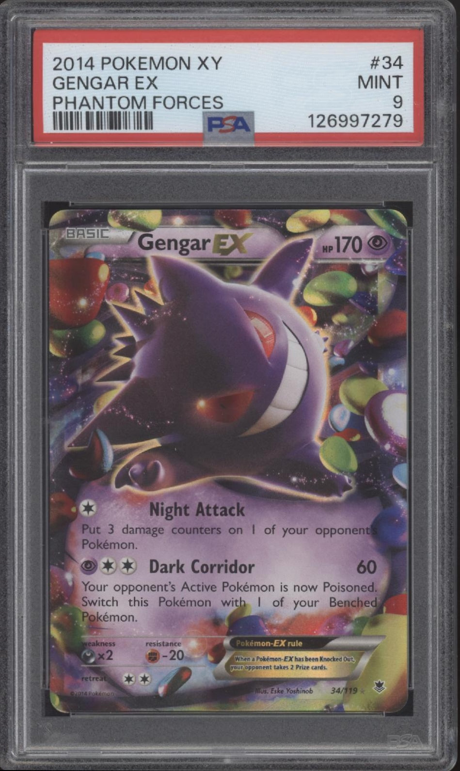 Gengar ex Pokemon Phantom Forces #34 PSA 9