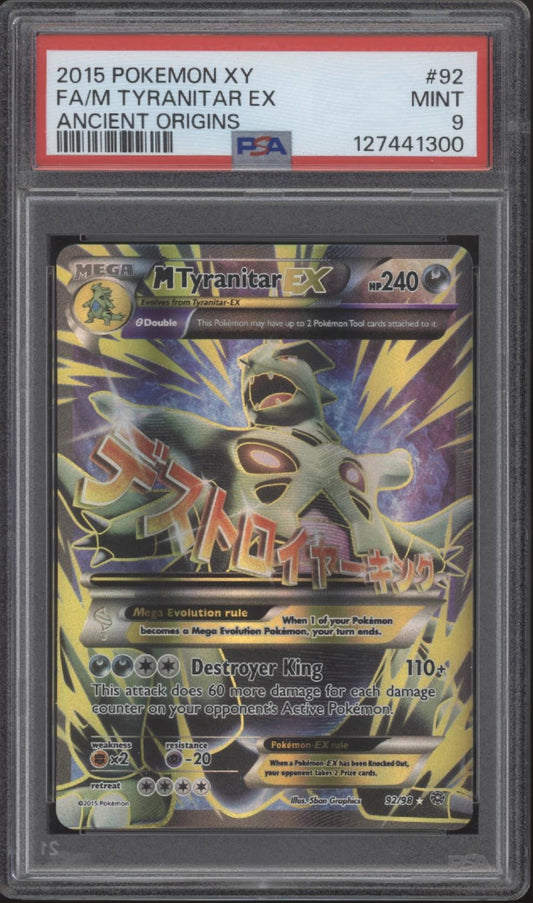 M Tyranitar ex Pokemon Full Art Ancient Origins #92 PSA 9