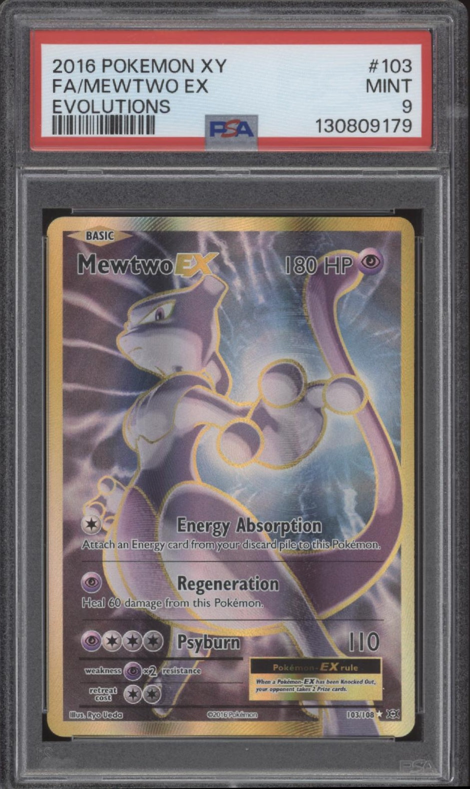 Mewtwo ex Pokemon XY Evolutions Full Art #103 PSA 9