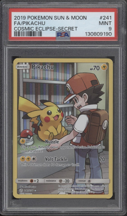 Pikachu Pokemon Cosmic Eclipse Full Art Secret #241 PSA 9
