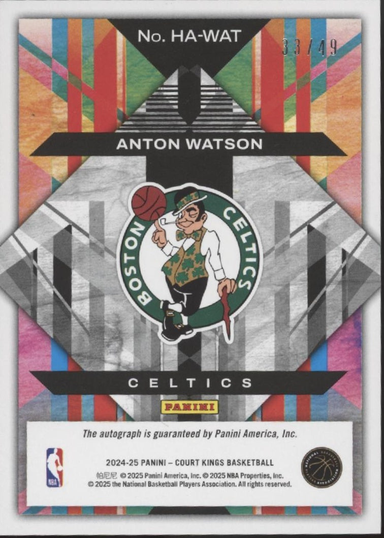 Anton Watson 2024-25 Panini Court Kings Heir Apparent Purple RC Auto 33/49