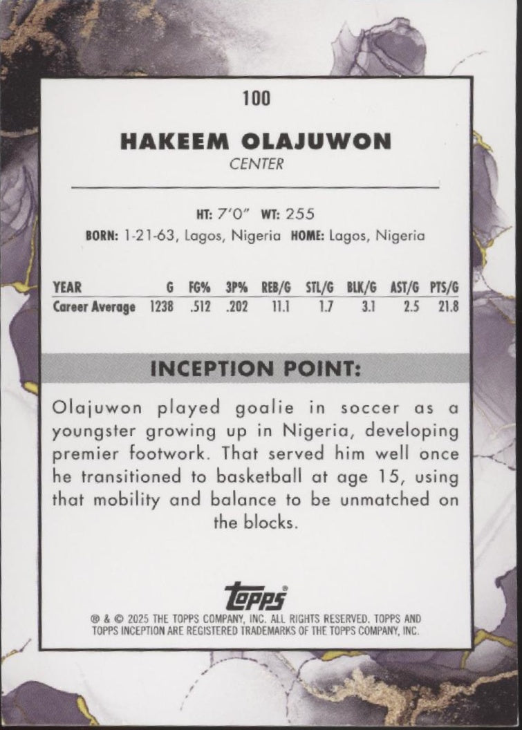 Hakeem Olajuwon 2025 Topps Inception 19/50 #100