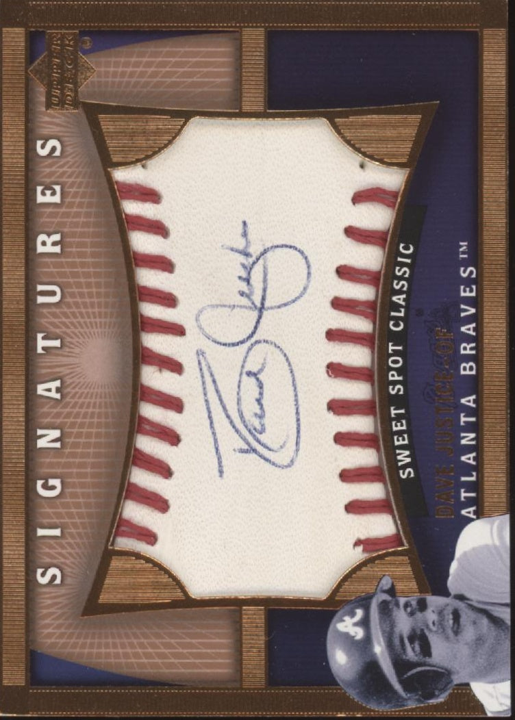 Dave Justice 2005 Upper Deck Sweet Spot Classic Signatures Ball Relic Auto #DJ