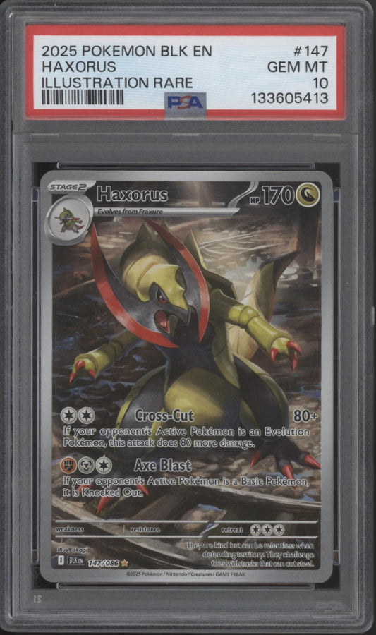 Haxorus Pokemon Black Bolt Illustration Rare #147 PSA 10