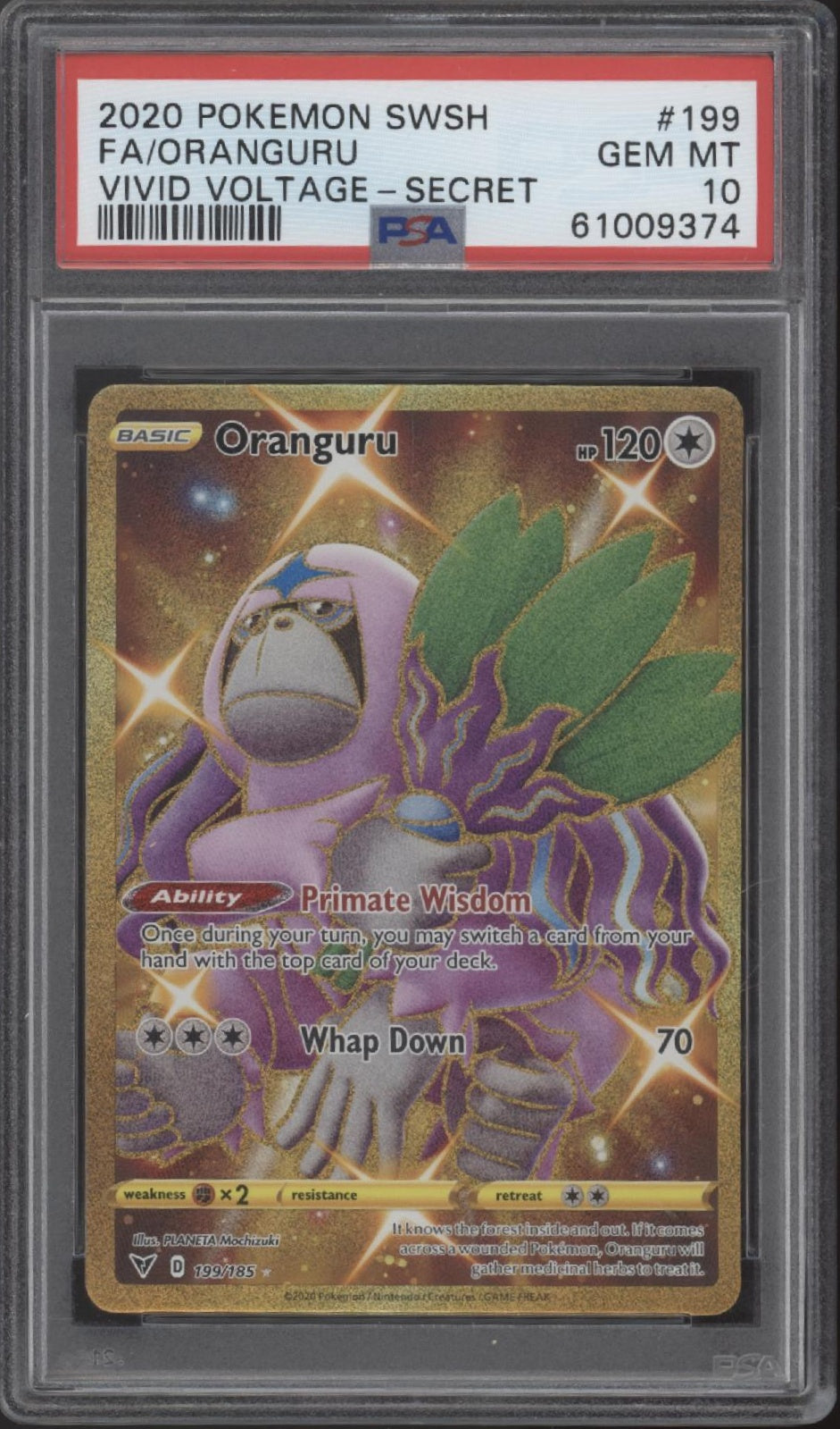 Oranguru Pokemon Vivid Voltage Full Art Secret #199 PSA 10