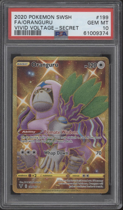 Oranguru Pokemon Vivid Voltage Full Art Secret #199 PSA 10