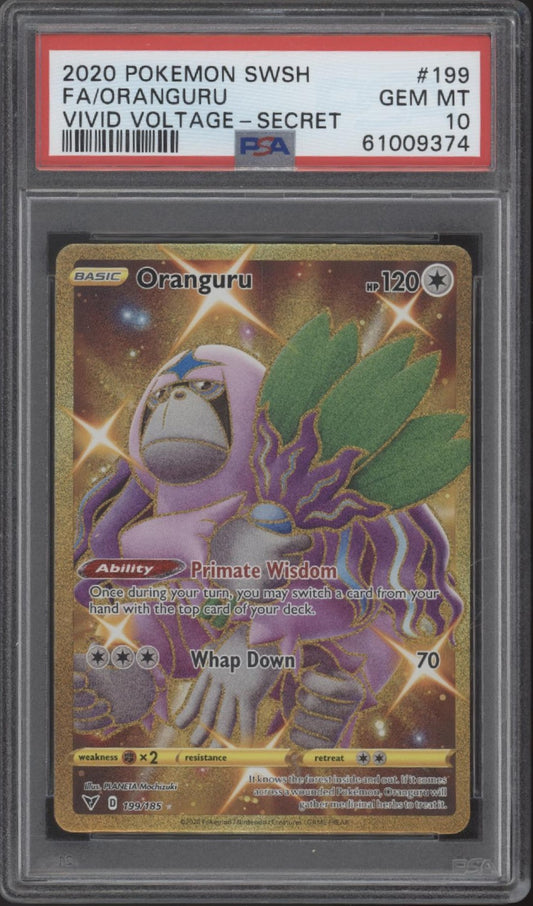 Oranguru Pokemon Vivid Voltage Full Art Secret #199 PSA 10