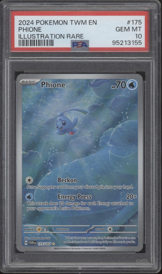 Phione Pokemon Twilight Masquerade Illustration Rare #175 PSA 10