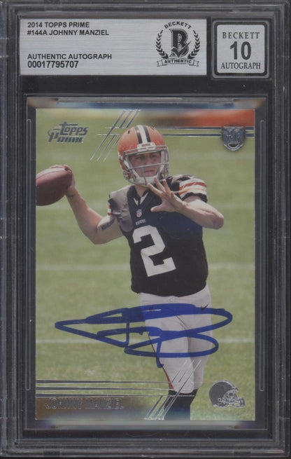 Johnny Manziel 2014 Topps Prime RC with Beckett Authentic Auto 10