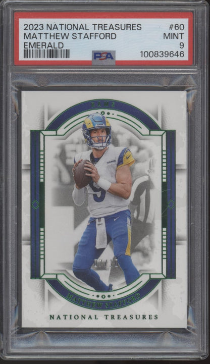 Matthew Stafford 2023 Panini National Treasures Emerald 07/10 #60 PSA 9