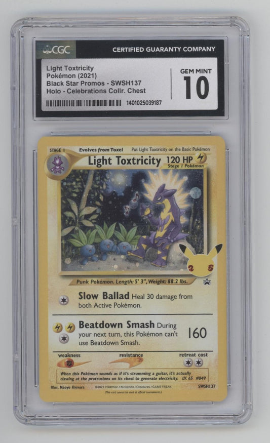 Light Toxtricity Pokemon Celebrations Collector Chest Holo #SWSH137 CGC 10
