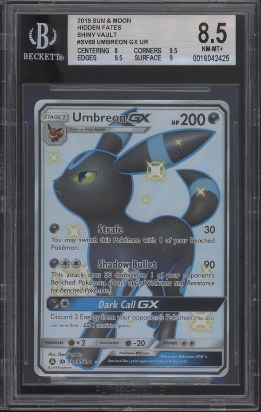 Umbreon GX Pokemon Hidden Fates Shiny Vault #SV69 Beckett 8.5