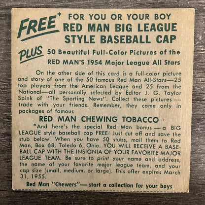 Bob Porterfield 1954 Red Man #18 Washington Senators VG