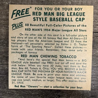 Curt Simmons Red Man 1954 Red Man #12 Philadelphia Phillies VG-EX