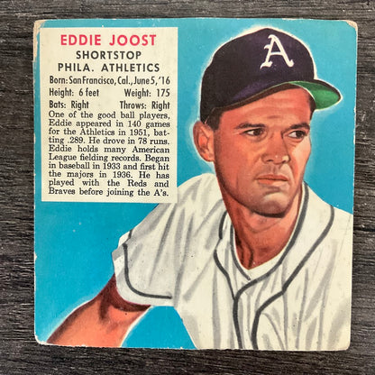 Eddie Joost 1952 Red Man #12 Philadelphia Athletics PR