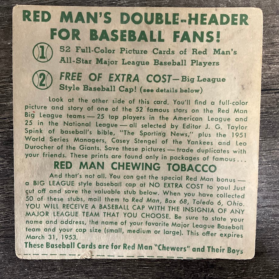 Ferris Fain 1952 Red Man #7 Philadelphia Athletics PR