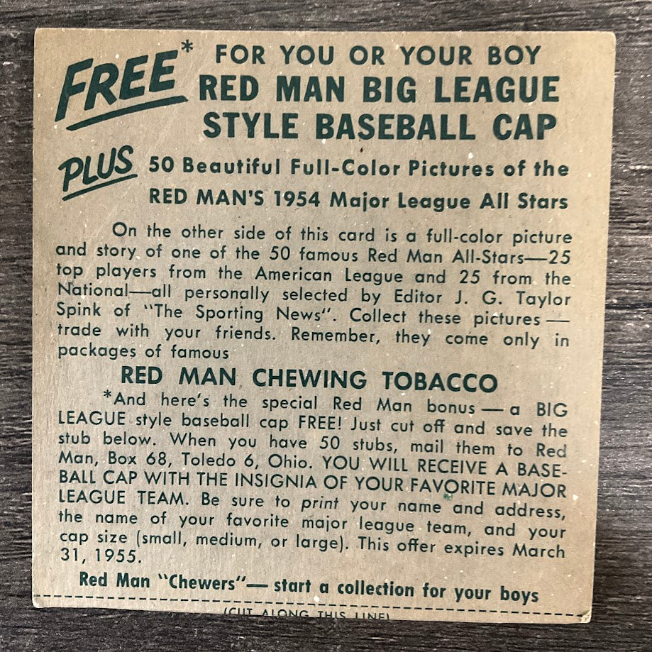 Jim Busby 1954 Red Man #2 Washington Senators VG