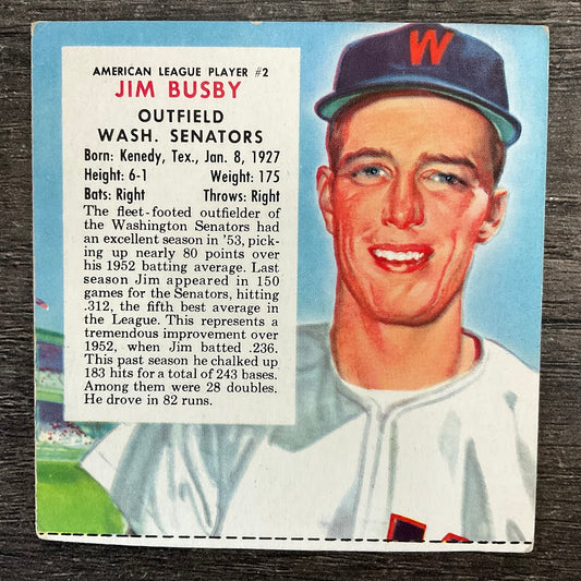 Jim Busby 1954 Red Man #2 Washington Senators VG