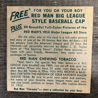 Lew Burdette 1954 Red Man #24 Milwaukee Braves VG #1