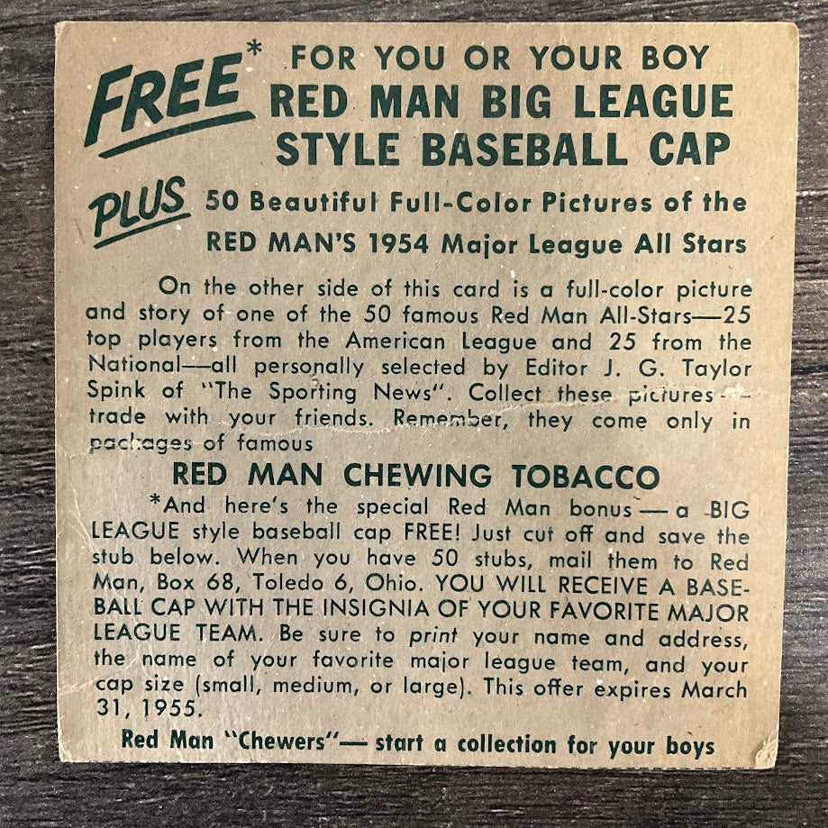 Lew Burdette 1954 Red Man #24 Milwaukee Braves VG #2