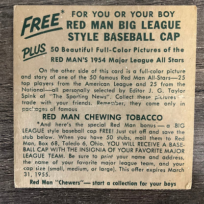 Lew Burdette 1954 Red Man #24 Milwaukee Braves VG #2