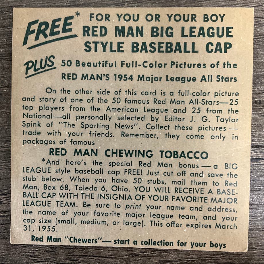 Mel Parnell 1954 Red Man #8 Boston Red Sox EX