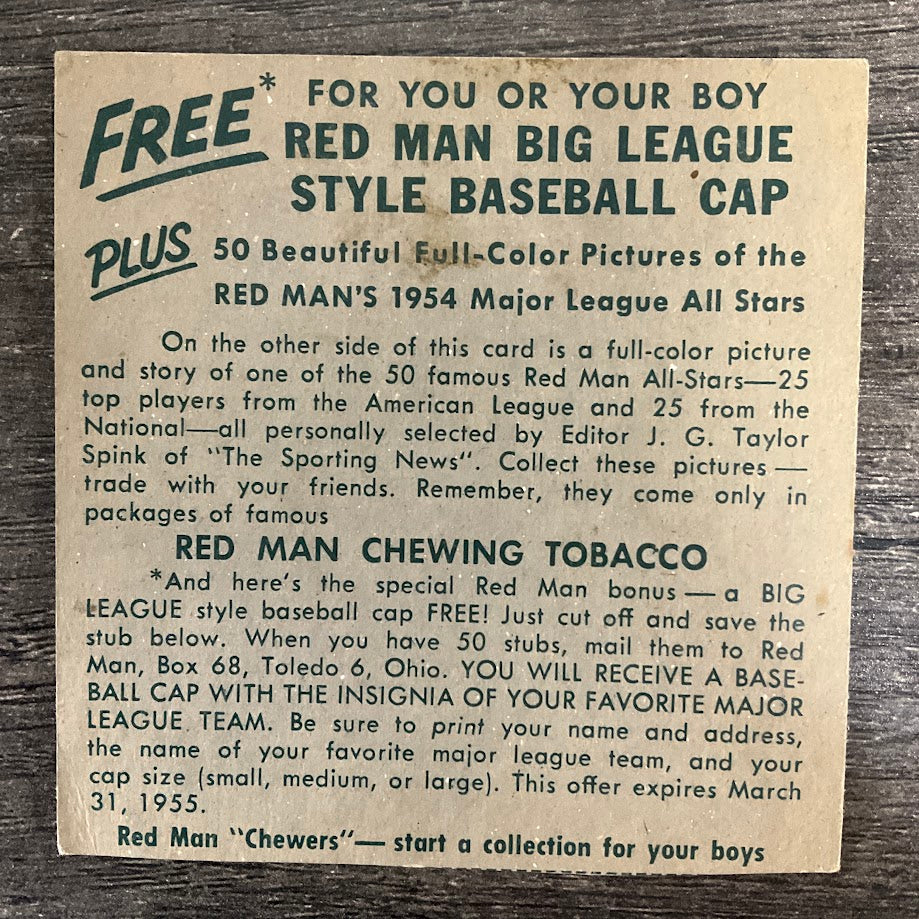 Mickey Vernon 1954 Red Man #13 Washington Senators VG-EX
