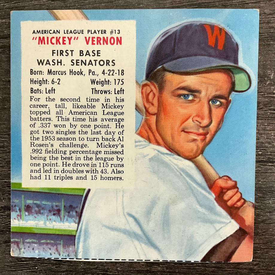 Mickey Vernon 1954 Red Man #13 Washington Senators VG-EX