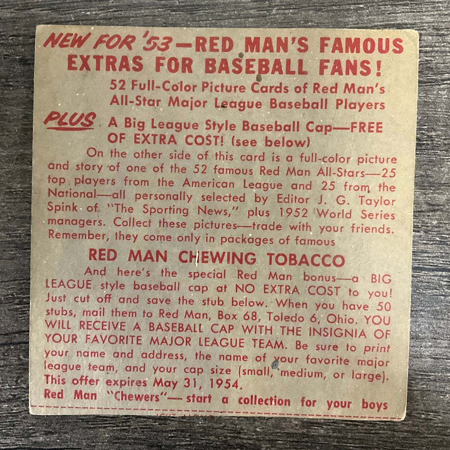 Whitey Lockman 1953 Red Man #7 New York Giants VG