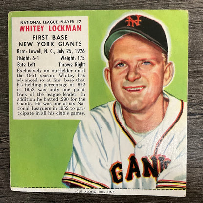 Whitey Lockman 1953 Red Man #7 New York Giants VG