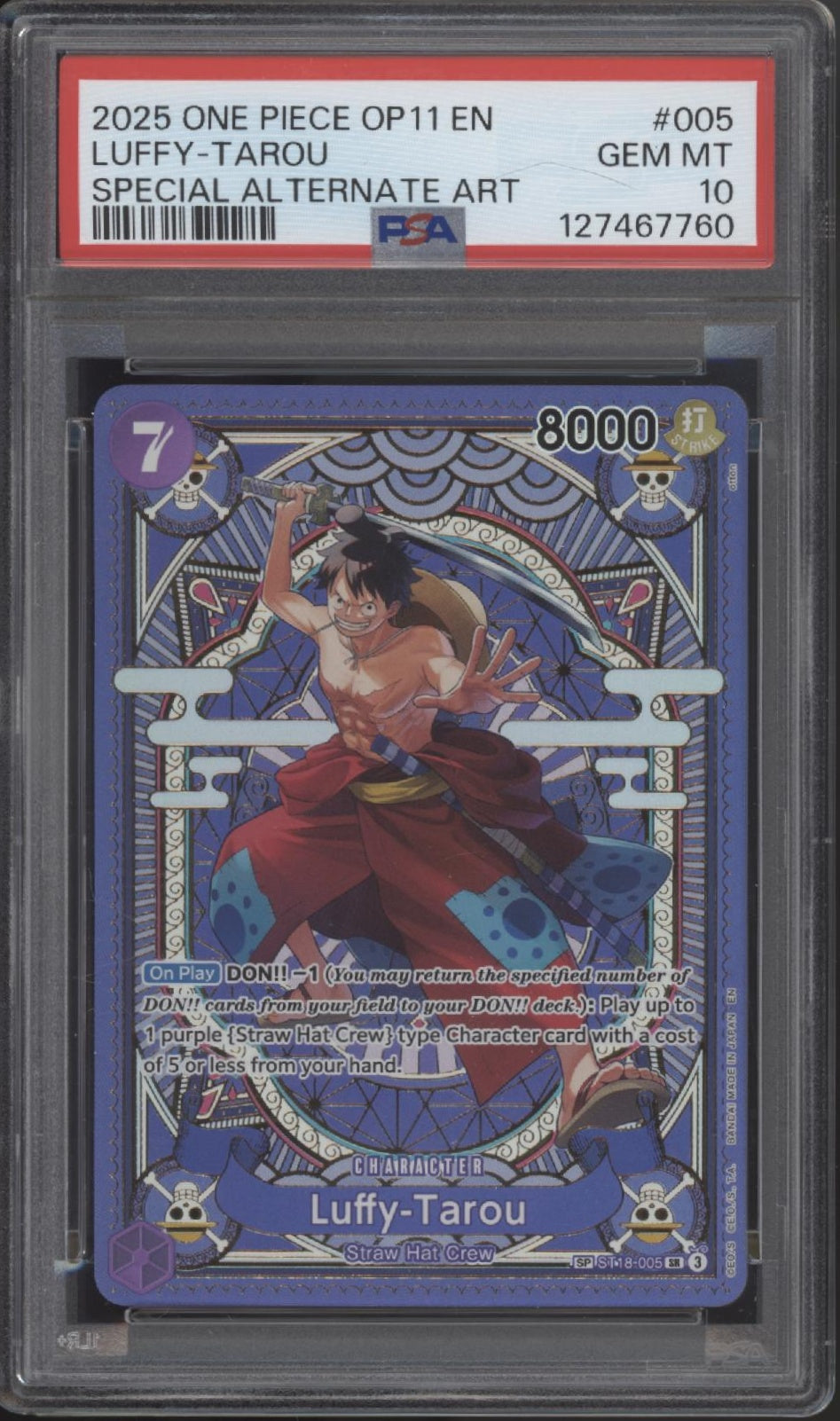 Luffy Tarou One Piece A Fist of Divine Speed Special Alt Art #005 PSA 10 #2
