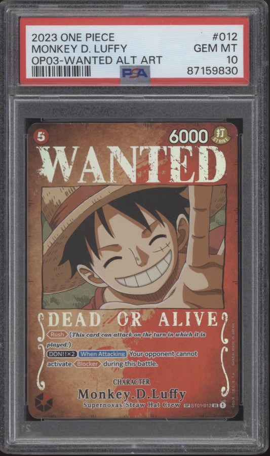 Monkey D Luffy One Piece Card Game Pillars of Strength Wanted Alt Art #12 PSA 10
