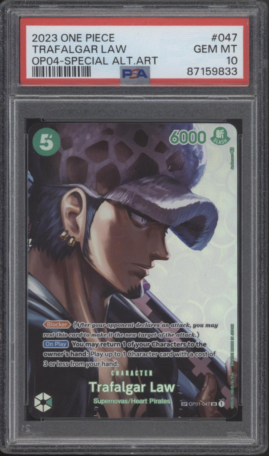 Trafalgar Law One Piece Card Game Kingdoms of Intrigue Special Alt Art PSA 10