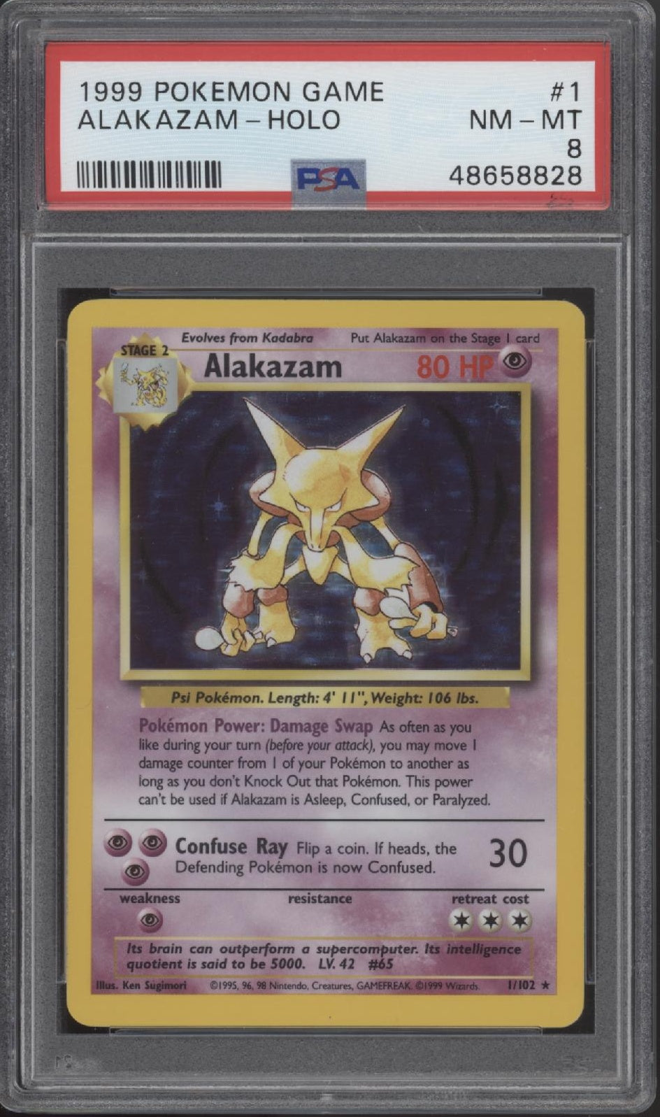 Alakazam Pokemon Base Set Holo #1 PSA 8