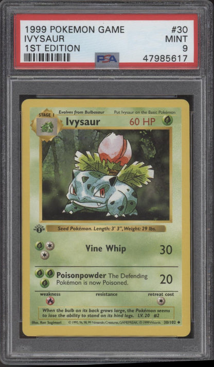 Ivysaur Pokemon Base Set 1st Edition #30 PSA 9