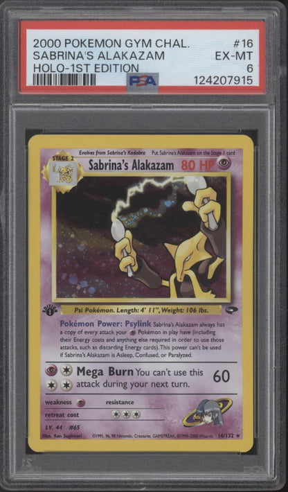 Sabrina's Alakazam Pokemon Gym Challenge Holo 1st Edition #16 PSA 6
