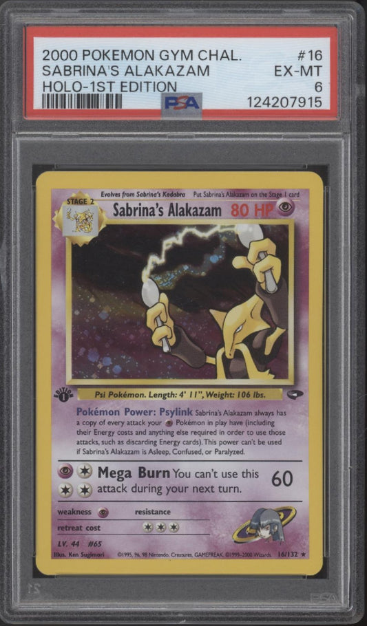 Sabrina's Alakazam Pokemon Gym Challenge Holo 1st Edition #16 PSA 6
