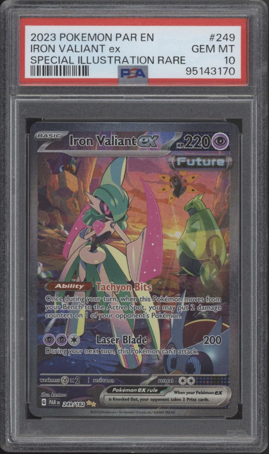 Iron Valiant ex Pokemon Paradox Rift Special Illustration Rare #249 PSA 10