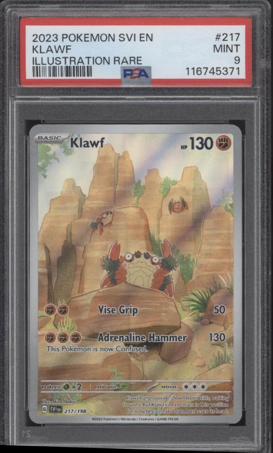 Klawf Pokemon Scarlett & Violet Illustration Rare #217 PSA 9