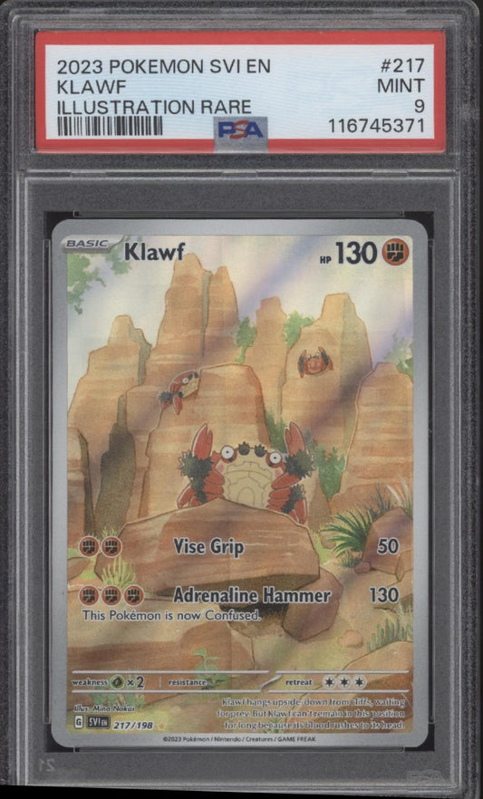 Klawf Pokemon Scarlett & Violet Illustration Rare #217 PSA 9