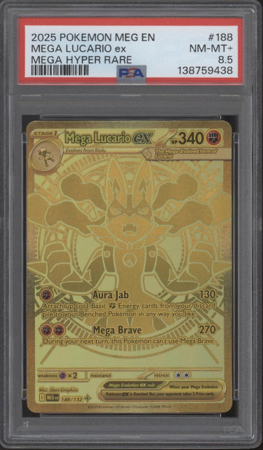 Mega Lucario ex Pokemon Mega Evolution Mega Hyper Rare #188 PSA 8.5
