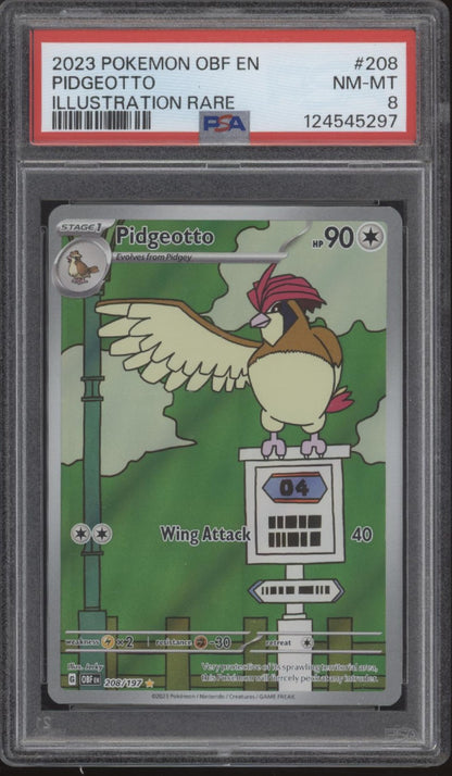 Pidgeotto Pokemon Obsidian Flames Illustration Rare #208 PSA 8