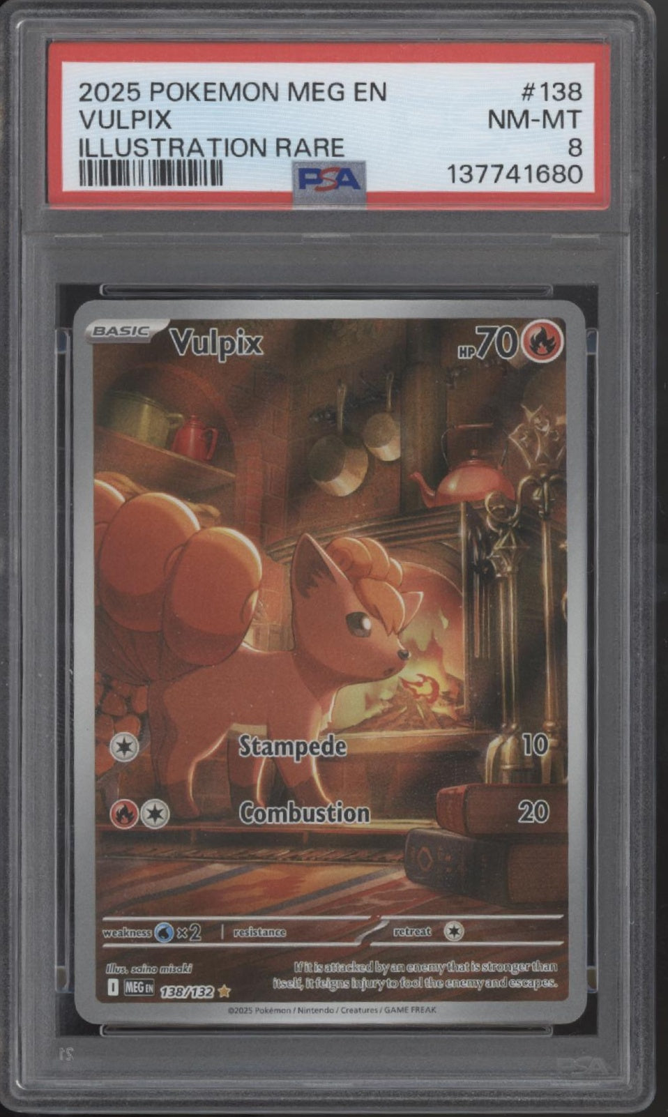 Vulpix Pokemon Mega Evolution Illustration Rare #138 PSA 8