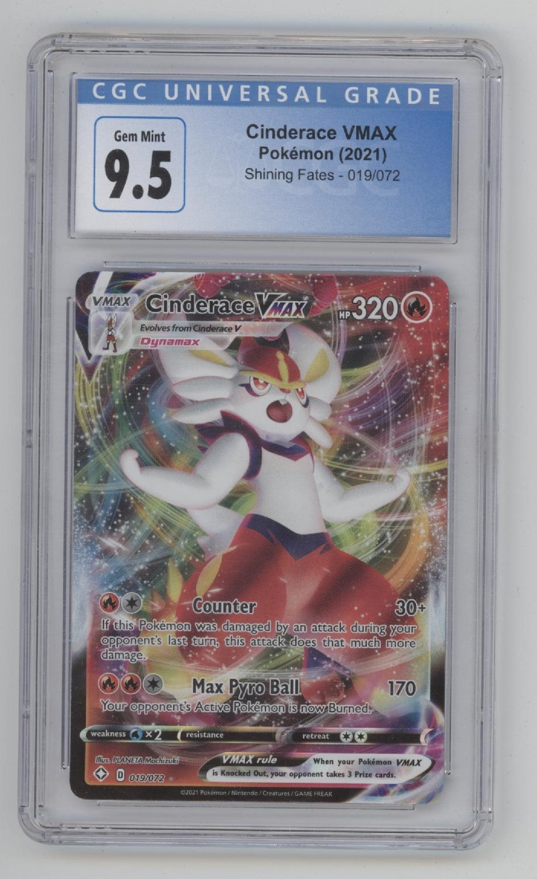 Cinderace VMAX Pokemon Shining Fates #019 CGC 9.5