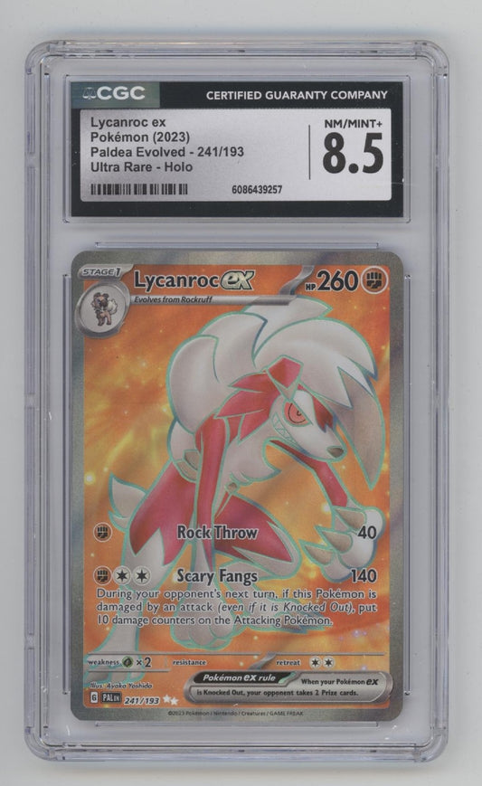 Lycanroc ex Pokemon Paldea Evolved Ultra Rare Holo #241 CGC 8.5
