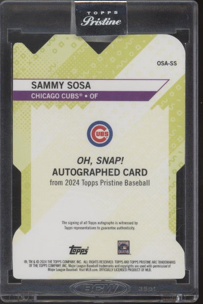 Sammy Sosa 2024 Topps Pristine Oh Snap! Die-Cut Gold Refractor Auto 33/50