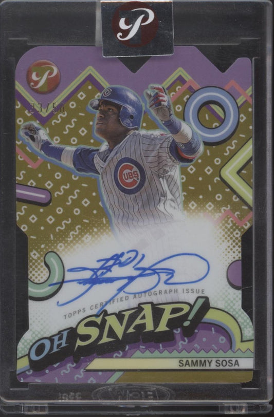 Sammy Sosa 2024 Topps Pristine Oh Snap! Die-Cut Gold Refractor Auto 33/50