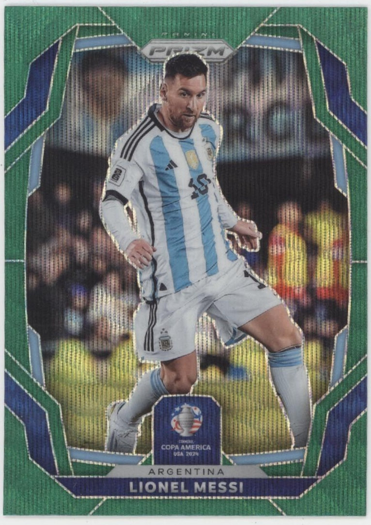 Lionel Messi 2024 Panini Prizm Conmebol Copa America Green Wave Prizm #1