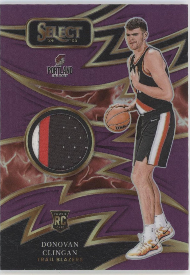 Donovan Clingan 2024-25 Panini Select Purple Prizm Swatch RC 10/99 #SPK-CLI
